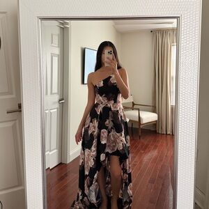Speechless Black One-Shoulder Floral Dress